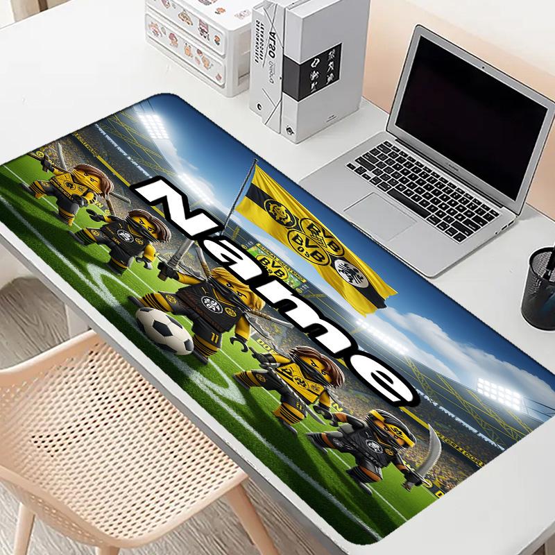 Custom Name Personalized Borussia Dortmund Pattern Mousepad, Laptop PC Desk Mat, Decorative Desk Mat for Home Keyboard Pad Gift
