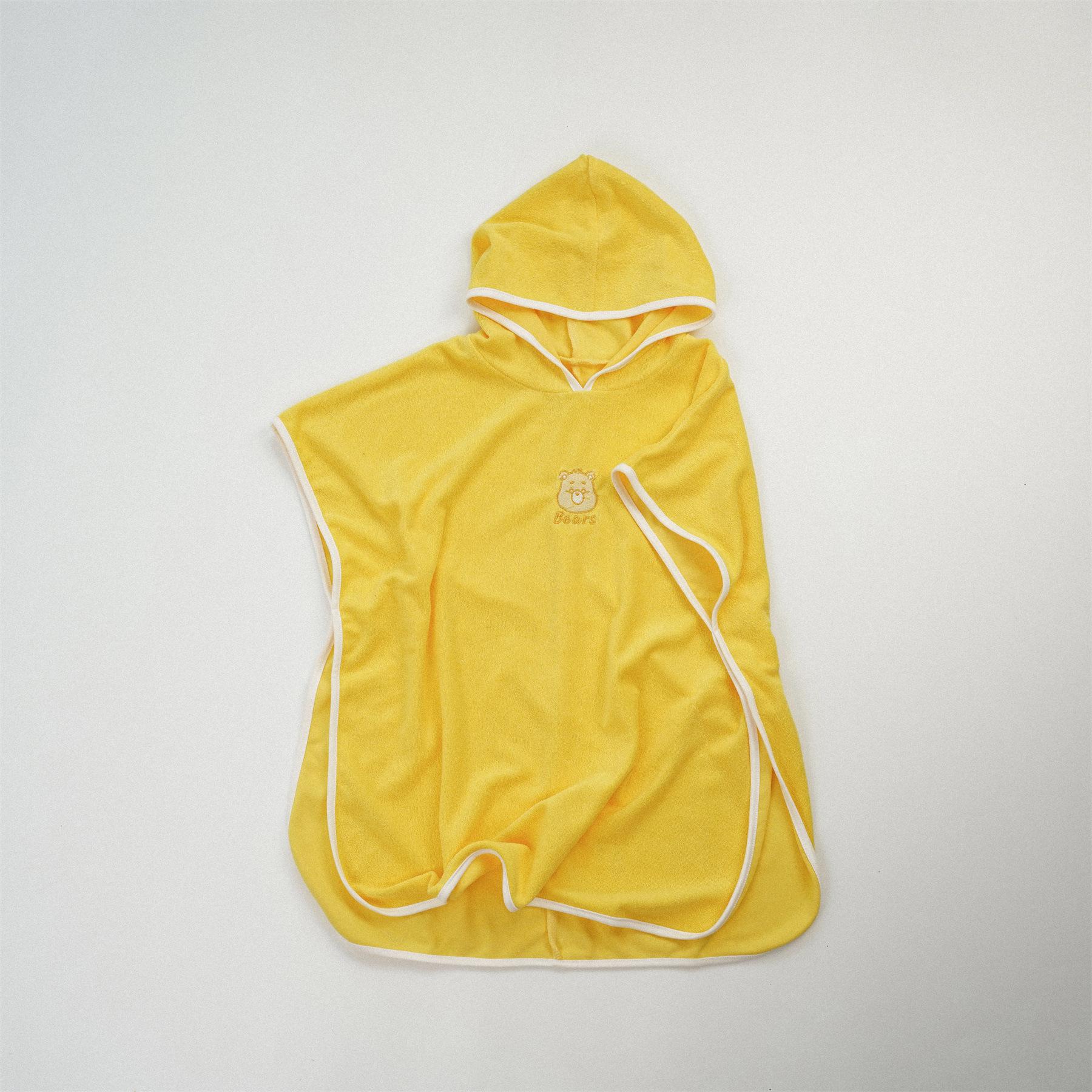 

110-130см Детский халат Весна и Лето Хлопковый махровый материал Мальчики и Девочки Халат с капюшоном Банное полотенце жёлтый