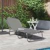 Folding Sun Lounger Grey 188 x 57 x 86.5 cm Polyester