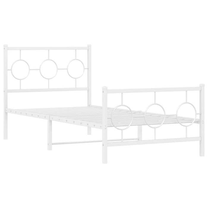 VidaXL Metal Bed Frames with Headboard Footboard, Single Bed with Slat Base, Adult Bed with Bedroom Foot, 376285