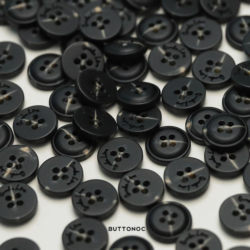 5Pcs Black Four-Eyed Button Alphabet Stick Flower Resin Clothing Accessories Knitted Cardigan Shirt Sleeve Collar Small Button