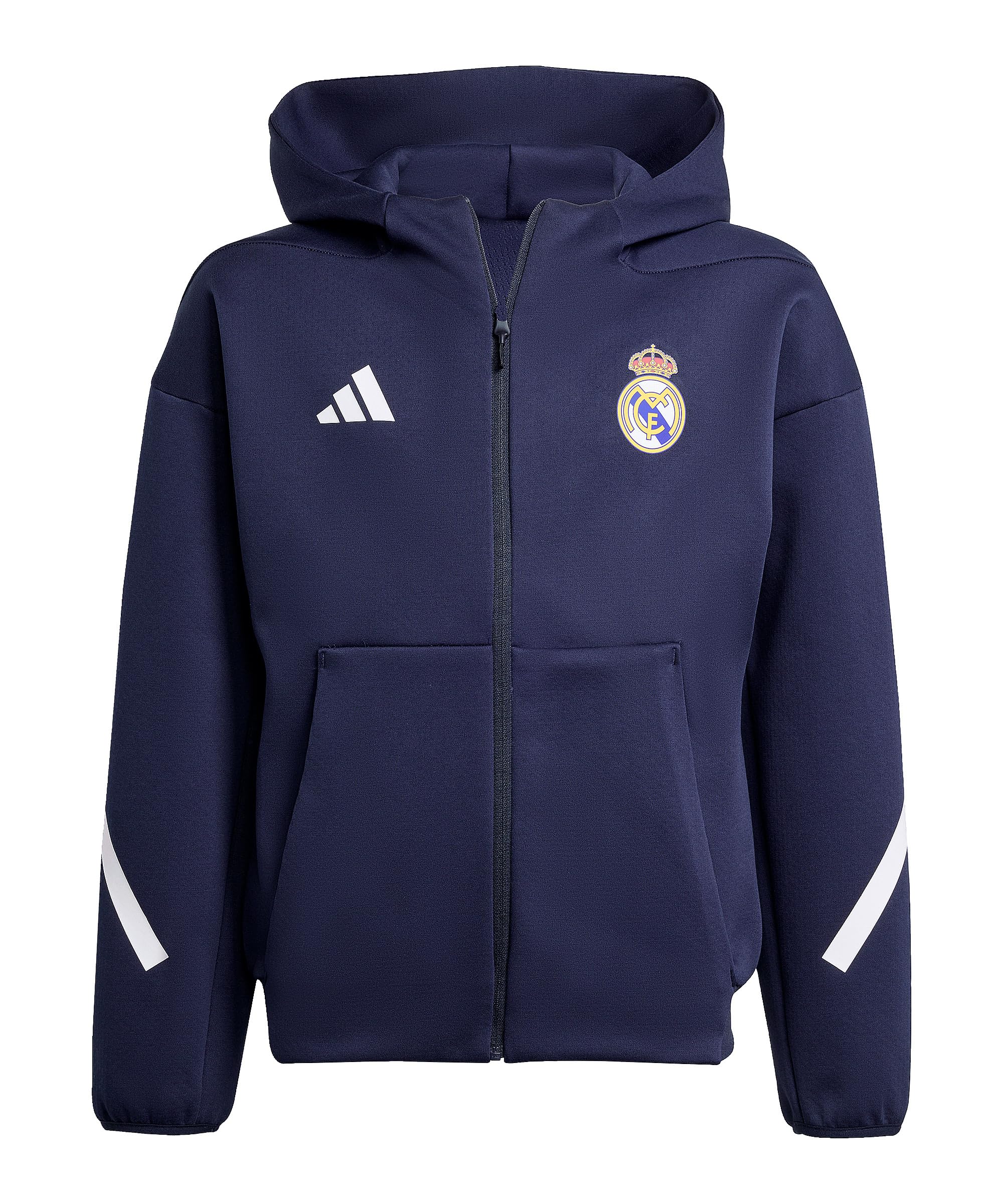 

Adidas Real Madrid Junior RMD Anthem Jacket Navy Soccer Hoodie for Kids 2025-26 (KKW97-KC3737), Zip-Up