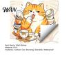 PVC Wall Sticker Cartoon Cat Sticker, Funny Orange Bathing/Licking Decal, Fade-resistant Peel And Stick Self-Adhesive Room Mural for Kitchen, Bathroom