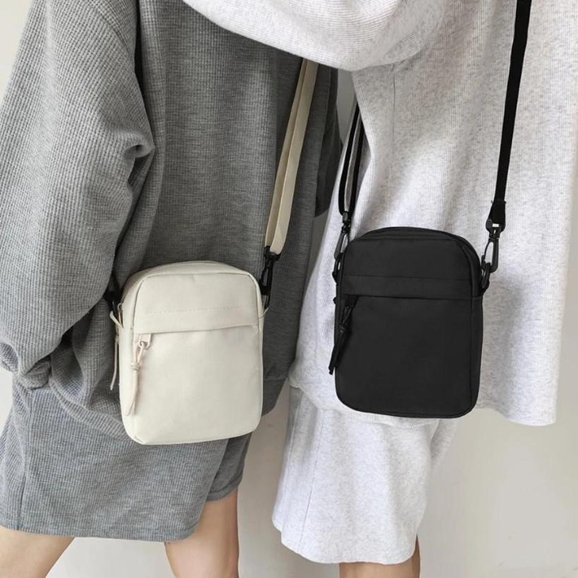 1 Pcs Messenger Bags For Men Casual Canvas Small Zipper Crossbody Pouch Simple Small Crossbody Shoulder Bag Men Bag