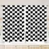 JIT 2pcs Geometric Checkered Curtains Room Darkening Window Treatment for Living Room Bedroom Polyester Rod Pocket Curtains H