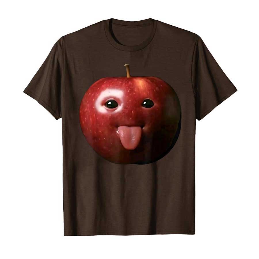 Funny Silly AI Apple Gen Z Meme BrainRot Humor Tongue Out T-shirt For Men Women 100% Cotton T Shirts Short Sleeve Tops P470