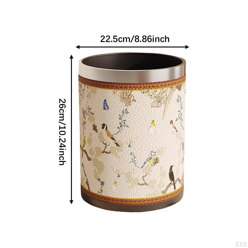 American Style PU Leather Wastebasket for Dorm and Bathroom
