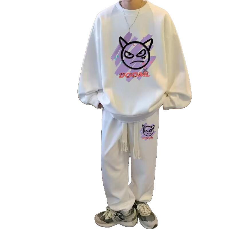 Harajuku Sporty Afslappet Herre Hættetrøje & Bukser Sæt - Trendy, Kreativt, Alsidigt Design