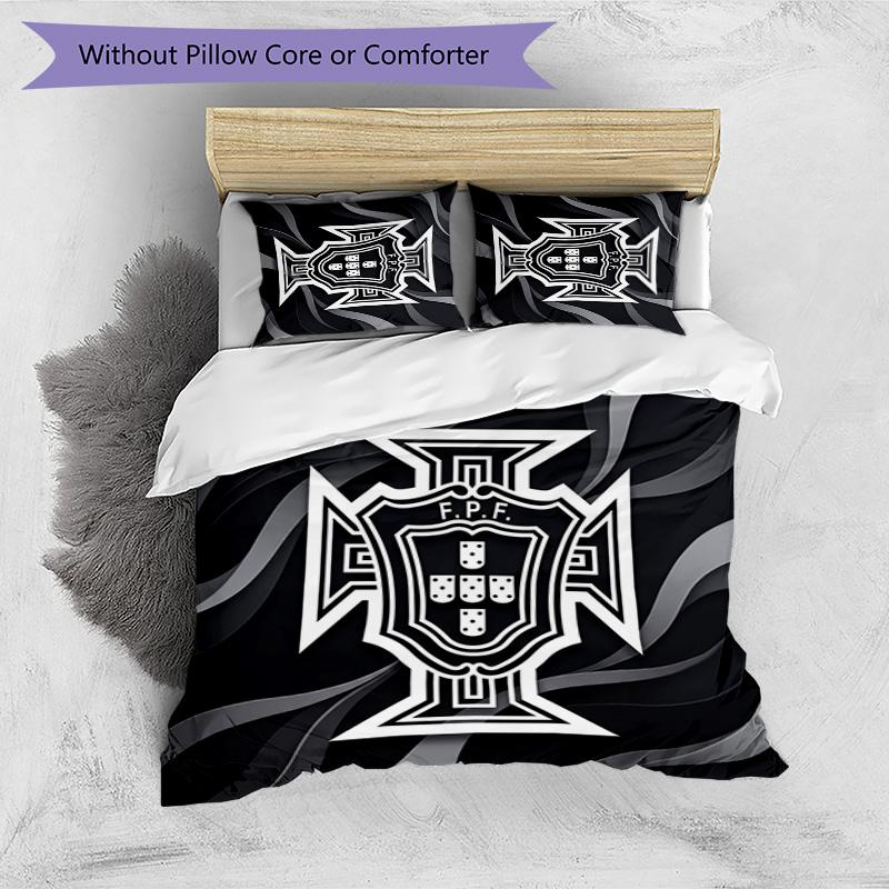 Set Biancheria da Letto Stampata Calcio Portogallo 3 Pezzi Set Copriletto Traspirante Accogliente come Regalo per la Casa Nuova o per le Feste