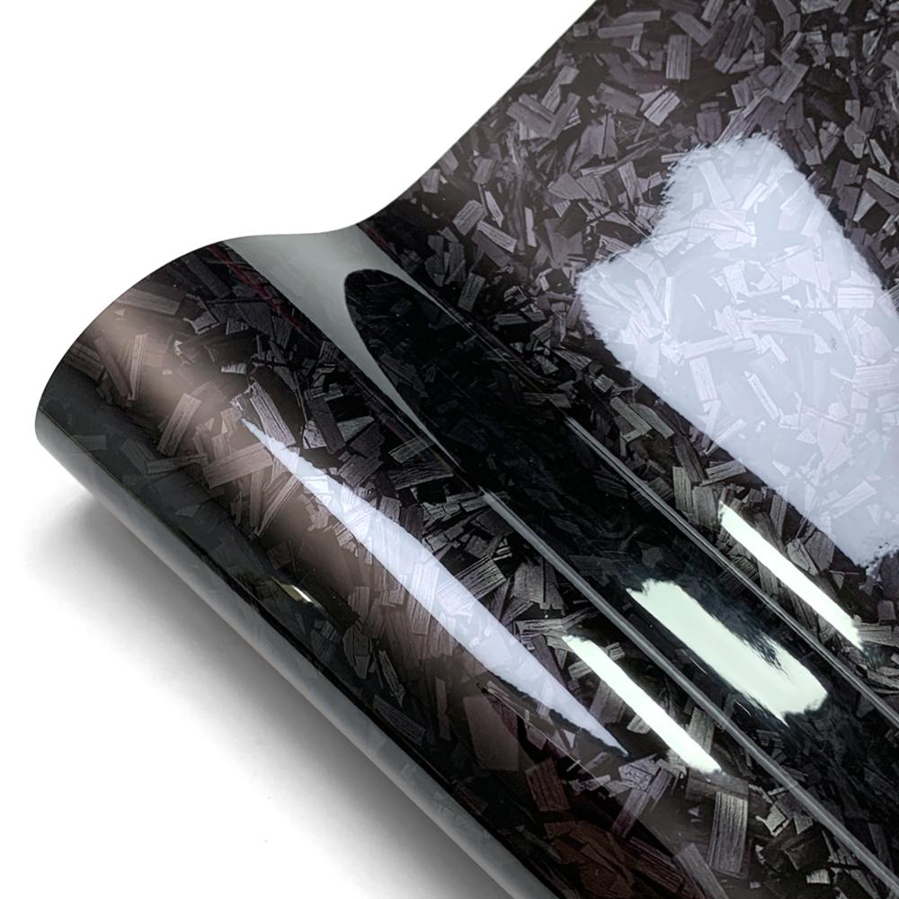 Carbon Fiber Film Glossy Black Car Body Film Forged Carbon Fiber Vinyl Wrap Film Self Adhesive Decal Sticker for Car Accessories 10cmx150cm