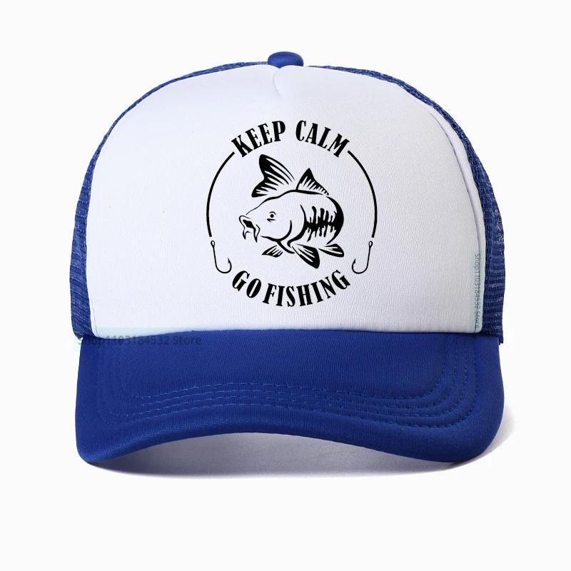 Keep Calm Go Fishing Unisex Baseball Cap High Quality Unisex outdoors hunting Fishing hat summer Mesh Sun Hat Spring Autumn visor Caps