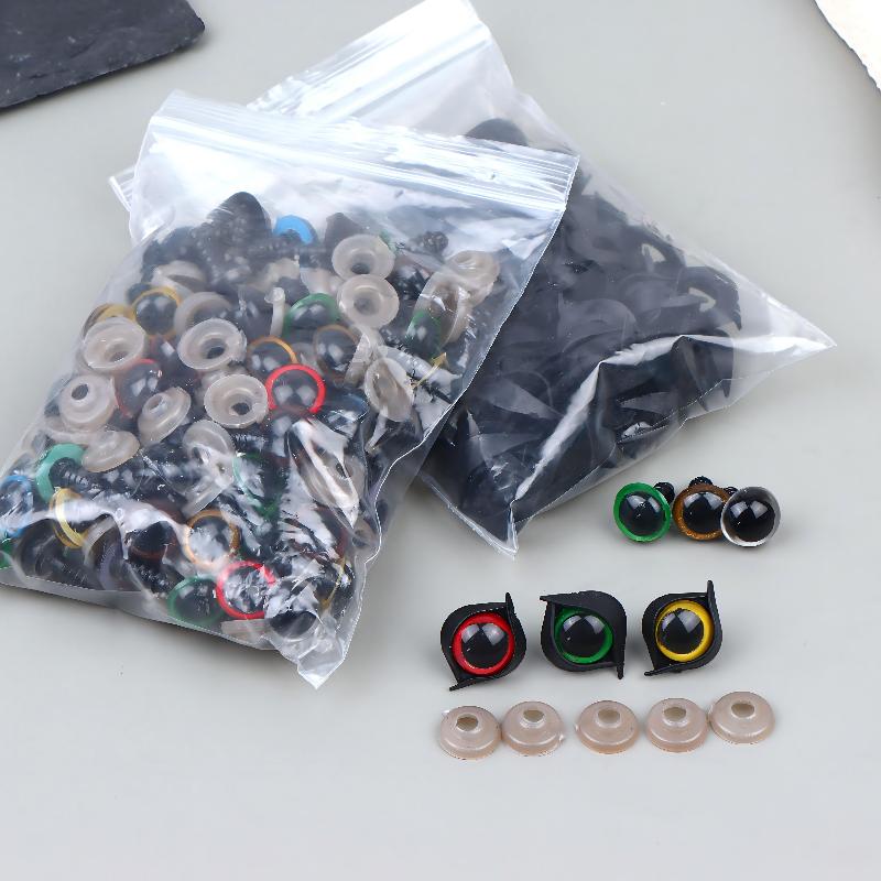 100Pcs 12mm Plastic Eyes for Bear Animal Dolls Safety Type with 50Pairs Suitable for Professional DIY Craft Making
