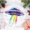 3D Kinetic Wind Spinner Alien UFO Design Metal Hanging Ornament for Outdoor Garden Yard Halloween Christmas Housewarming Decor