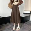 Fuste Modeste pentru Femei Stil Coreean Fustă Neagră Lungă Fustă plisată pentru Femei Fuste Lungi pentru Femei Modă