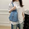 Vintage Solid Color Denim Backpack Large Capacity Multifunctional Chest Bag