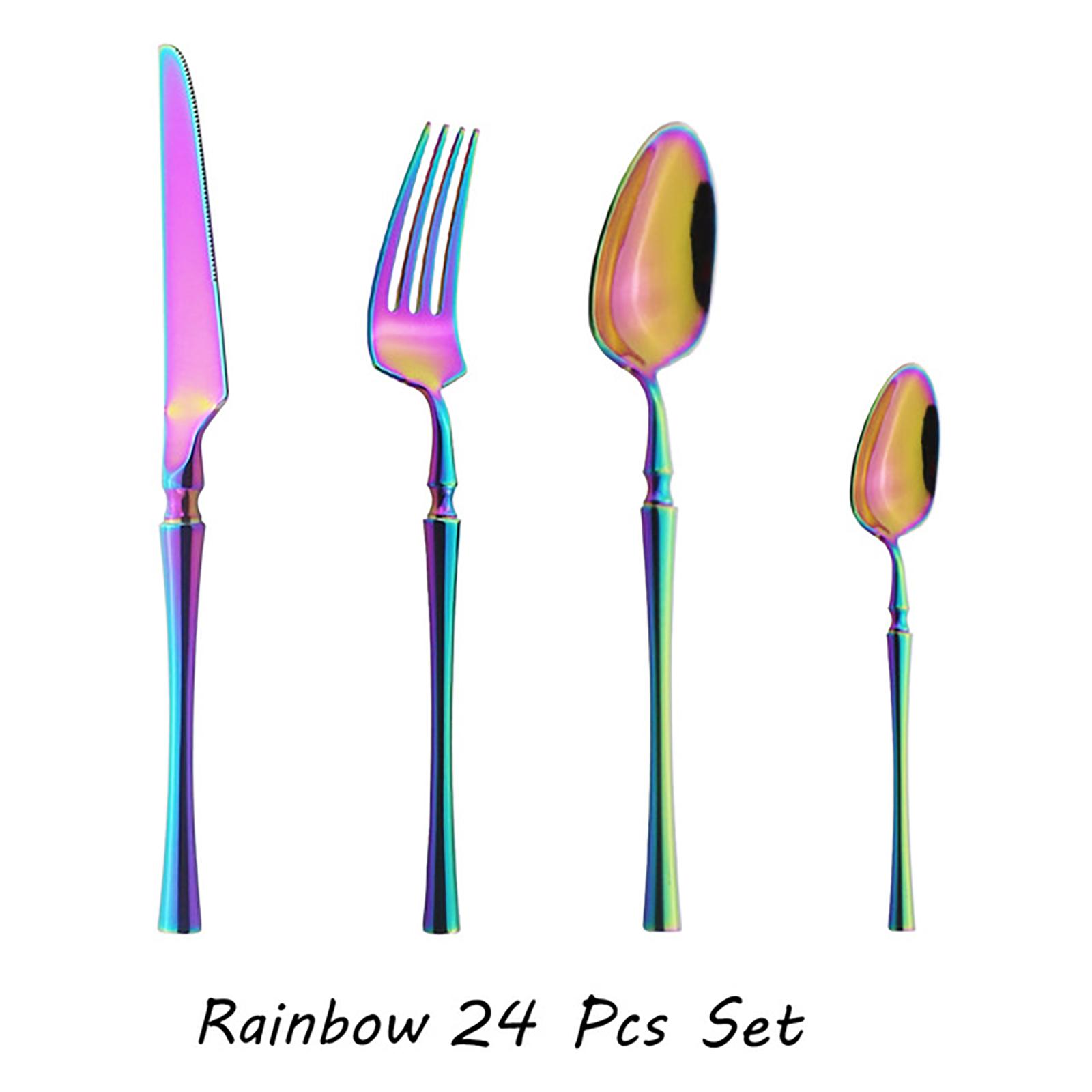 

Набор столовых приборов из нержавеющей стали 304, нож, вилка, кофейная ложка, набор столовой посуды, зеркальная полировка, посуда, вечерние кухонные столовые приборы, столовое серебро разноцветный