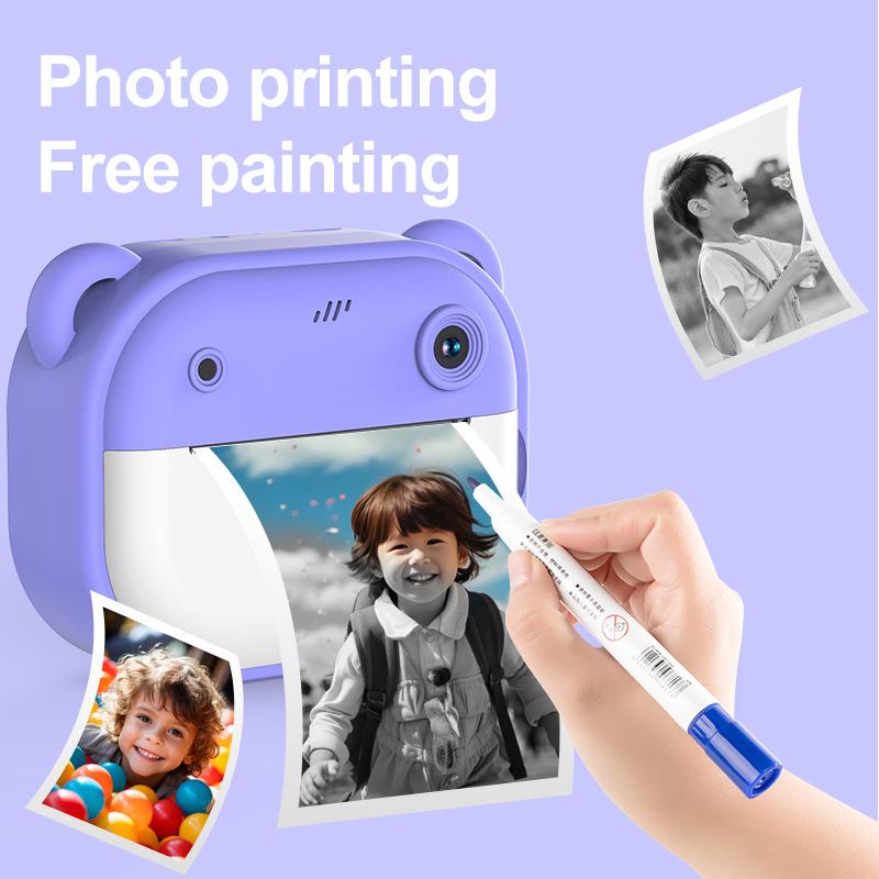 Children Thermal Print Camera Toy Wireless Bluetooth Inkless Instant Print Photo Note Camera Kids Early Education Study Toy Gift