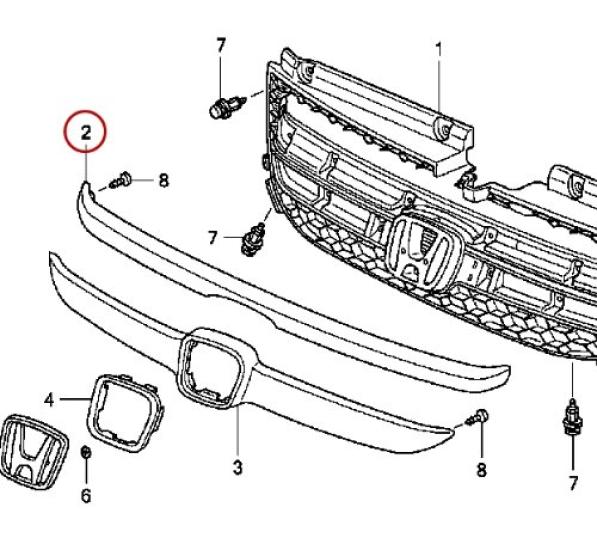 

Оригинальная верхняя накладка передней решетки Honda для Honda, номер детали Odyssey, 71122-SFE-N01