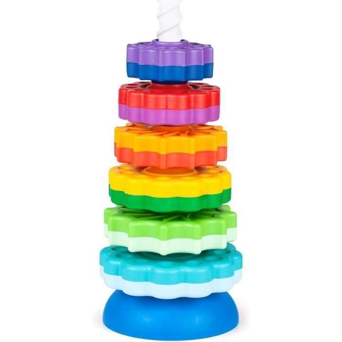 FANCY Grande Pyramide pour Bébé Jouet à Empiler 40 cm - Jouet dÉveil avec Les Engrenages Jeux Éducatifs pour Bébé Empilement et C