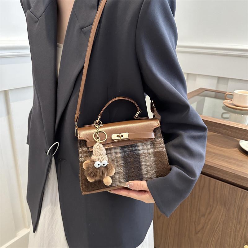 Fashionable Plaid Color Block Shoulder Crossbody Bag Women Bags2024 Street Style