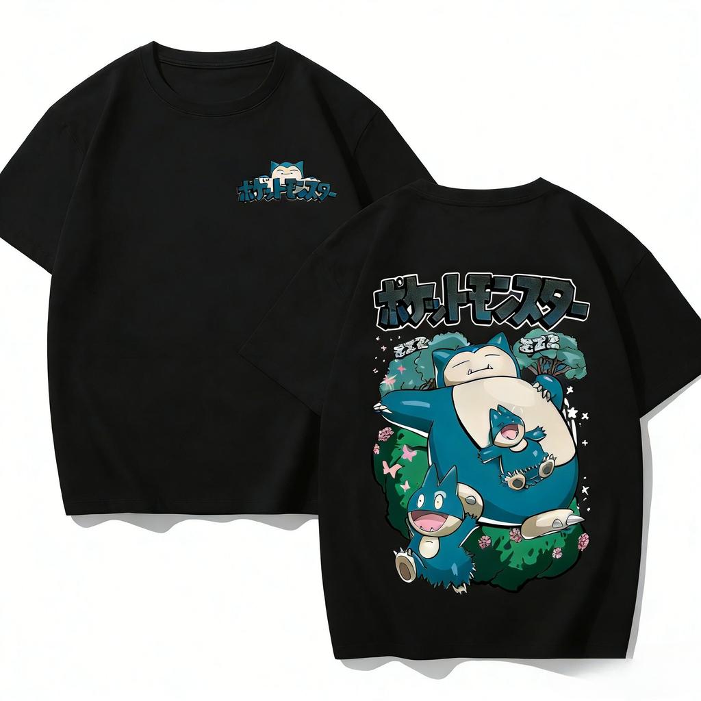 Pokemon Anime Cotton Graphic T Shirt Men Women 2026 Summer Y2k Short Sleeve Tee Casual Tops Snorlax Kawaii Streetwear Fashion