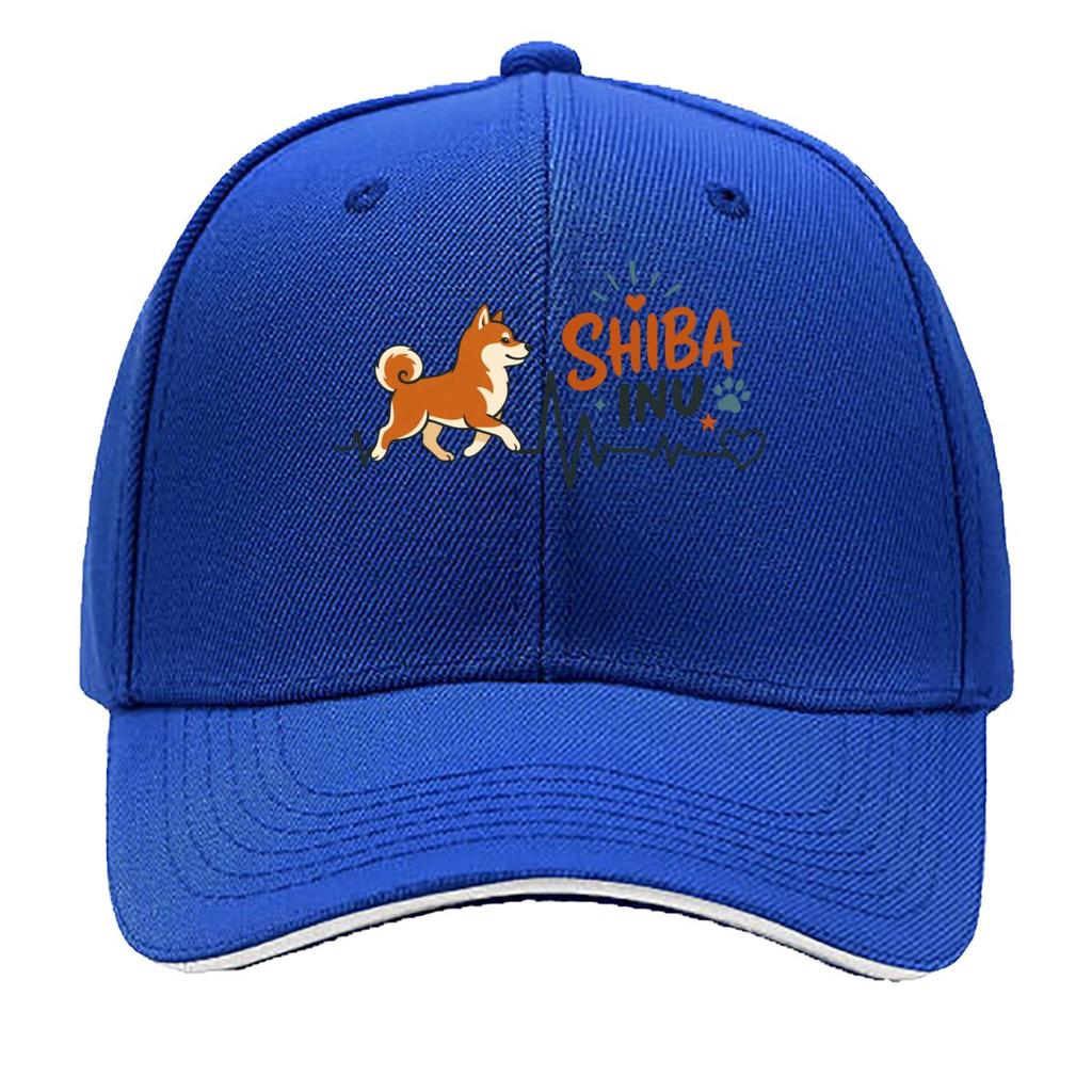 Shiba Inu Pulse Line Silhouette Hip Hop Hat Fashion Outdoor Sports Sandwich Baseball Cap