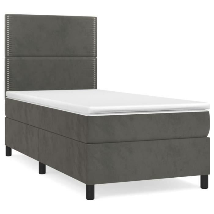 3142930 vidaXL Divan Bed and Mattress Dark Grey 80x200 Cm Velvet