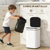 13L Trash Bin with Sensor and Space for Deodorizers, in Steel and PP, 24x24x41 cm, White and Black