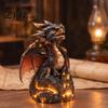 Mythisches Kreaturenmodell Leuchtender Drachenfigur, Harz Gotische Burgstatue, Dekorative Wohnkultur Fantasy-Ornament für Zuhause, Schreibtisch im Büro,