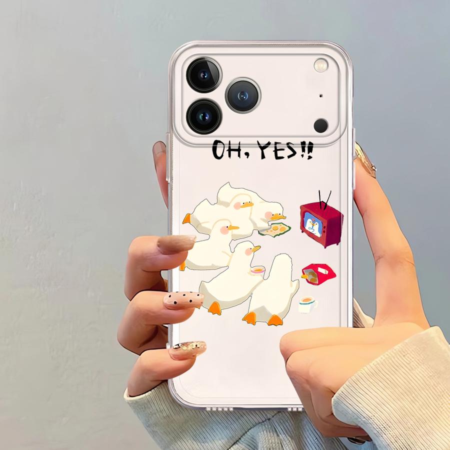 Cartoon Duck Case for iPhone 17 Pro Max XR 11 7 8 16 15 13 Pro 14 Plus XS Max 12 Mini Air Soft Phone Cover