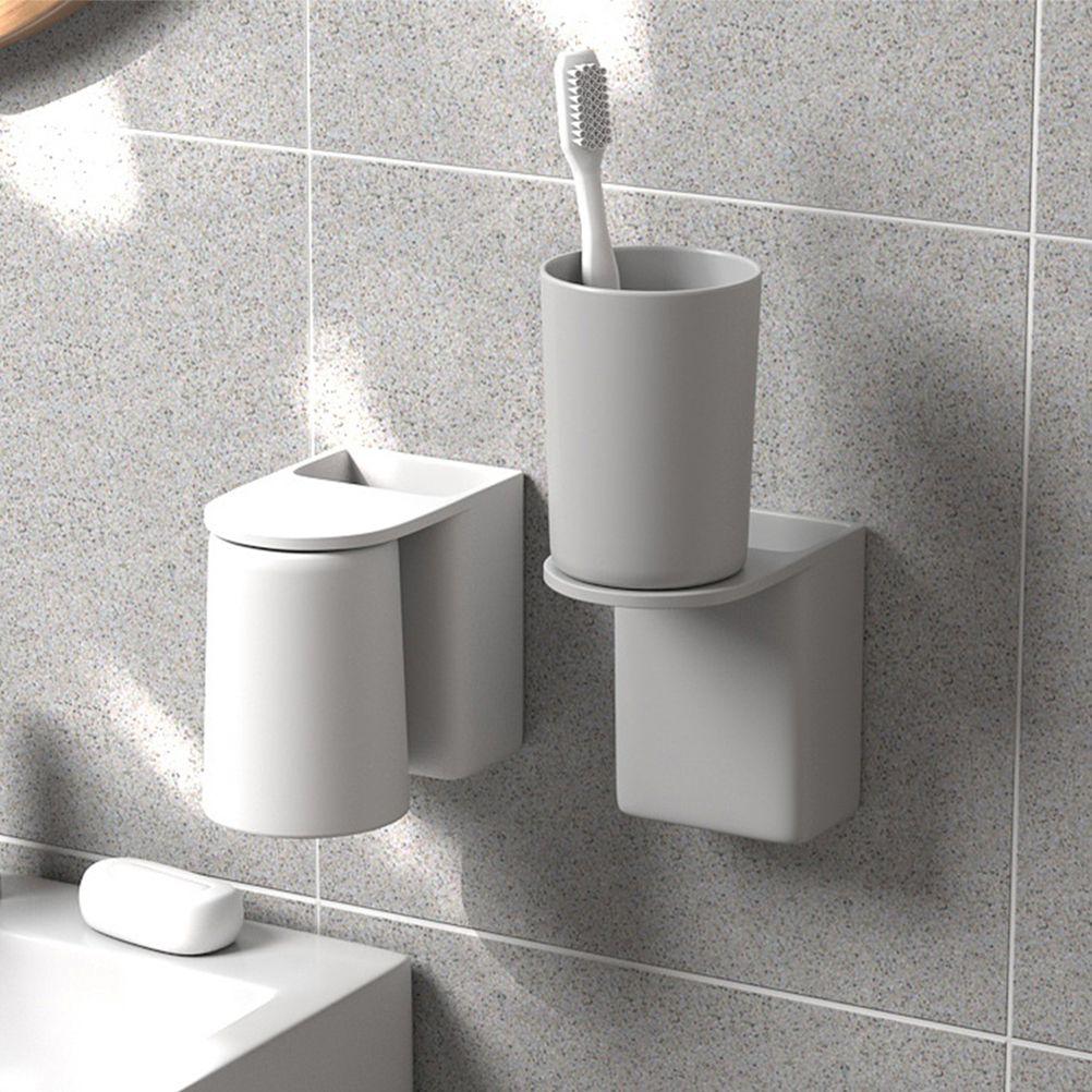 Organizers Magnetic Tooth Cup Storage Rack Brush Holder Wall Toothbrush Grey