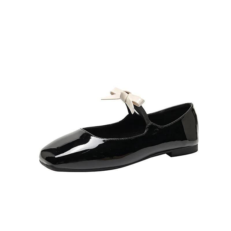 

Туфли на плоской подошве, женская мода, плоские одинарные туфли, женские, новые, весна-осень, французские ретро-балетки с бантом, красные туфли Мэри Джейн 42 чёрный