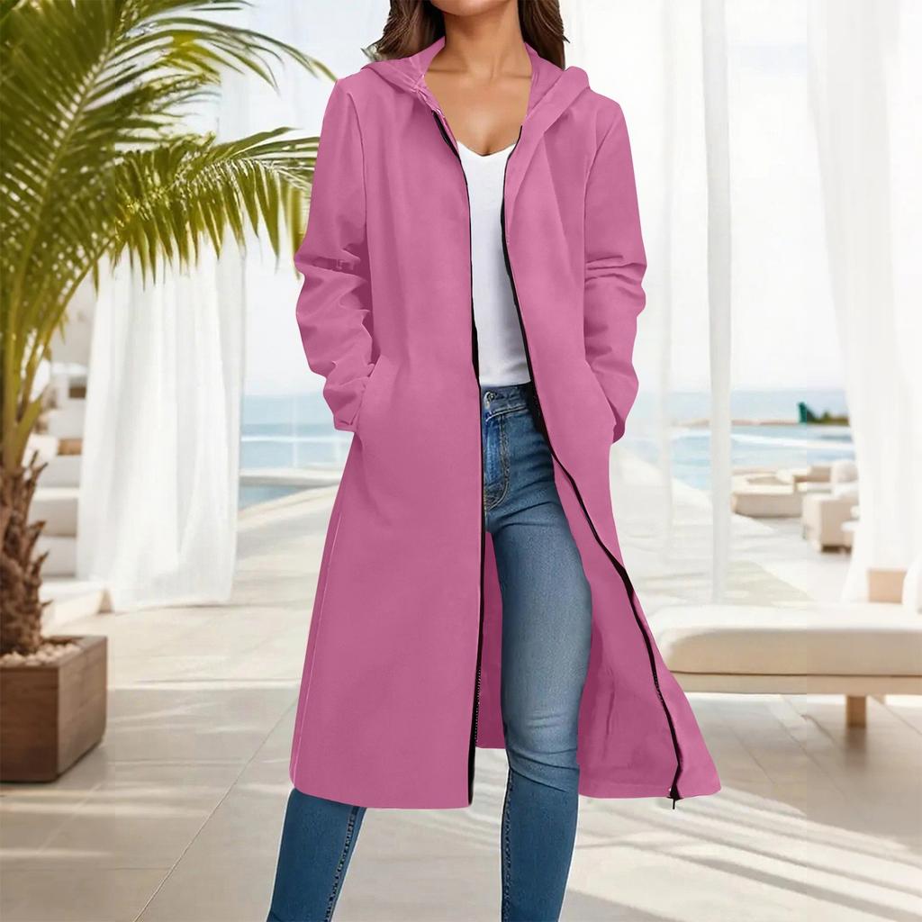 Women's Fashion Casual Plus Size Hooded  Long-Sleeve Solid Jacket