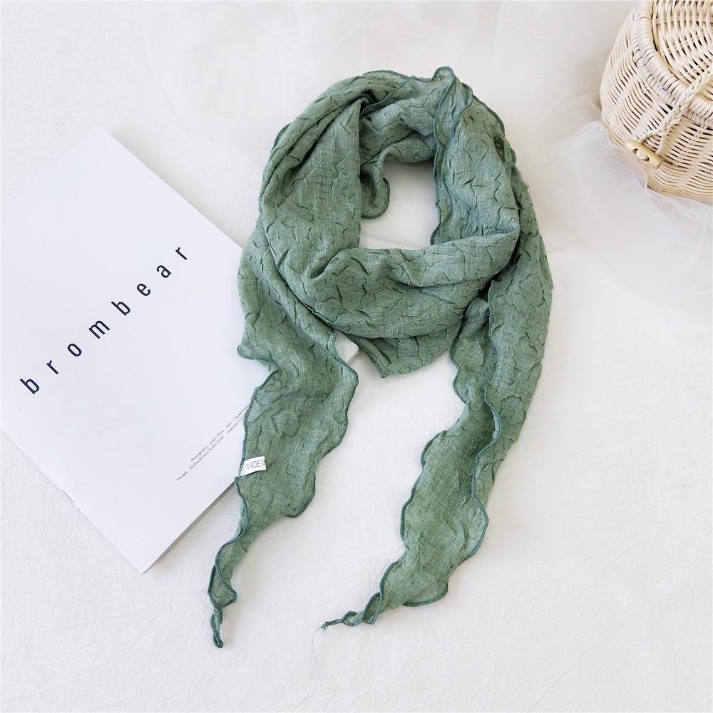 

Новый однотонный шарф для женщин на весну и осень, универсальный ремешок на запястье, повязка на голову, модное украшение, защита шеи для студентов, небольшой шарф 34*155cm