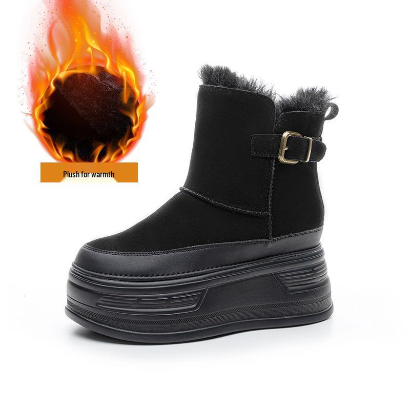 Petite Women's 2025 Thick-Soled Snow Boots, Height-Boosting, Velvet-Lined, Cold-Proof, Casual Warm Short Boots.