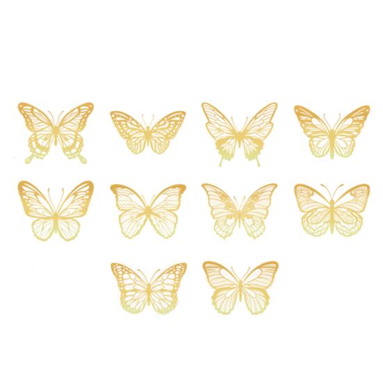 20 Pcs Hollow Carving Butterfly Stickers Decorations 3D Dazzling Mirror Metallic Butterflies Decals for Scrapbooks Junk Journal Supplies