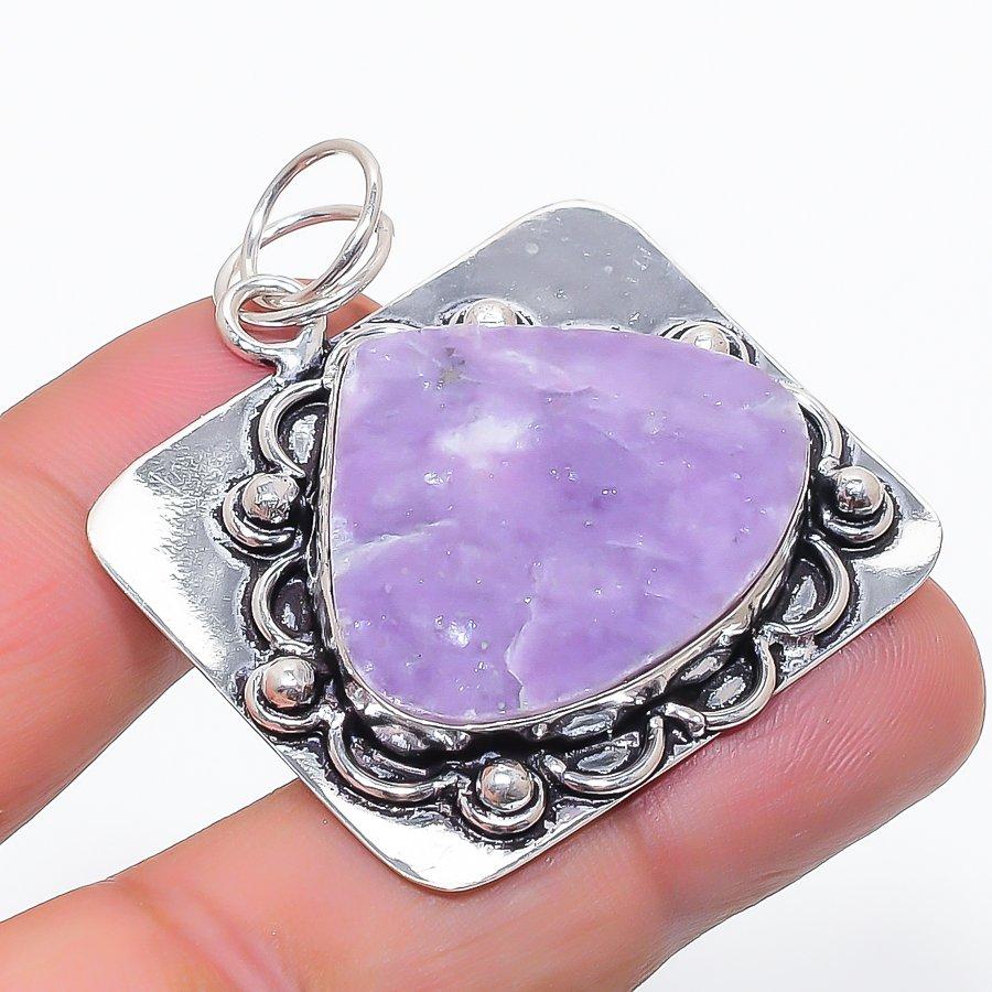 

Natural Lepidolite Gemstone 925 Sterling Silver Jewelry Pendant 1.77 j7v55