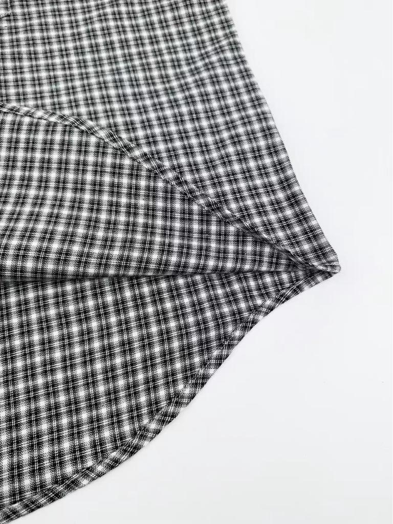 Exklusives Hochwertiges Unisex Kariertes Baumwoll Langarm Lockere Passform Hemd