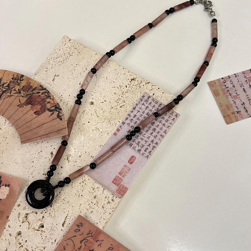 Nuova collana con ciondolo loto giada ghiacciata stile antico cinese Accessori per costumi antichi Hanfu per ragazza