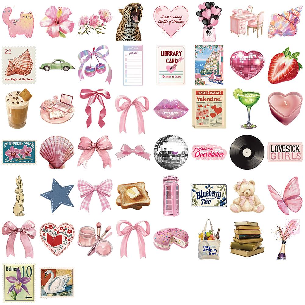 10/30/50pcs Cute Pink Aesthetic Stickers Y2K Graffiti Waterproof Decal DIY Laptop Journal Notebook INS Style Cartoon Sticker Toy