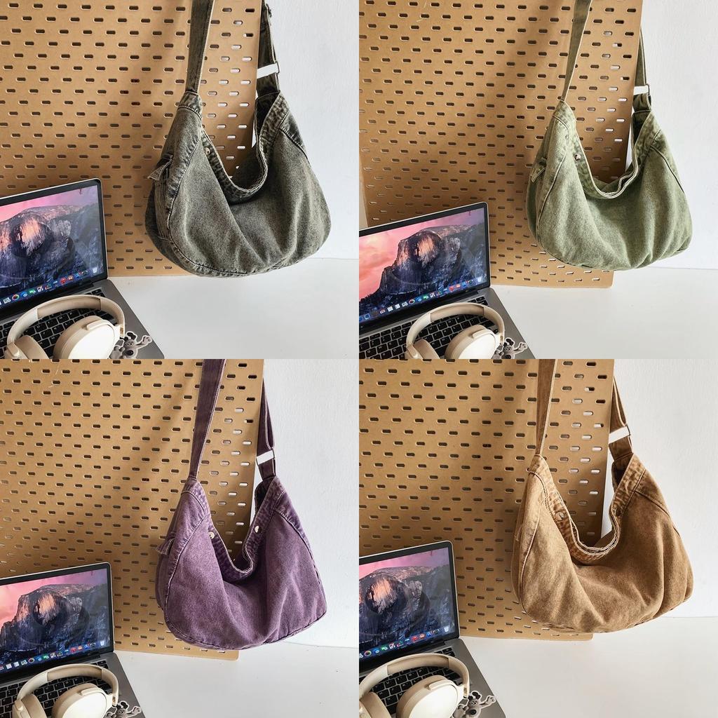 Denim Canvas Bag For Women Casual Daily Commuting With Zipper Closure And Phone Pocket