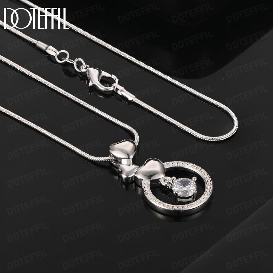 925 Sterling Silver Fashion Jewelry Round AAA Zircon Heart Pendant Necklace