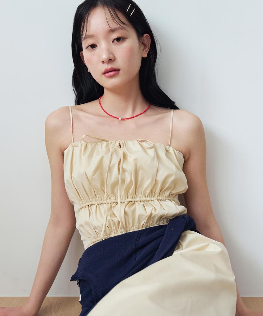 Nijur Bustier Shirred Long Dress_Butter Yellow