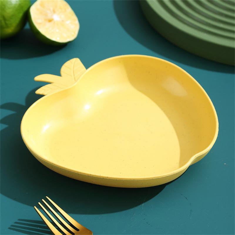 Creative Wheat Straw Bear Dish Fruit Snack Cake Dessert Dish Apple Shell Shape Plate For Home Restaurant Supplies Baby Plate