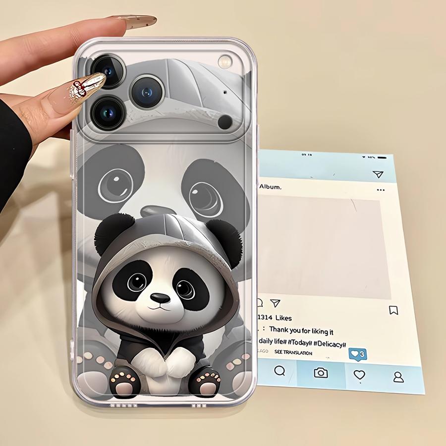 Cute Panda Case for iPhone 17 Pro Max XS Max 13 Pro 12 Mini 16 Air 15 14 Plus XR 7 8 11 Soft Phone Cover