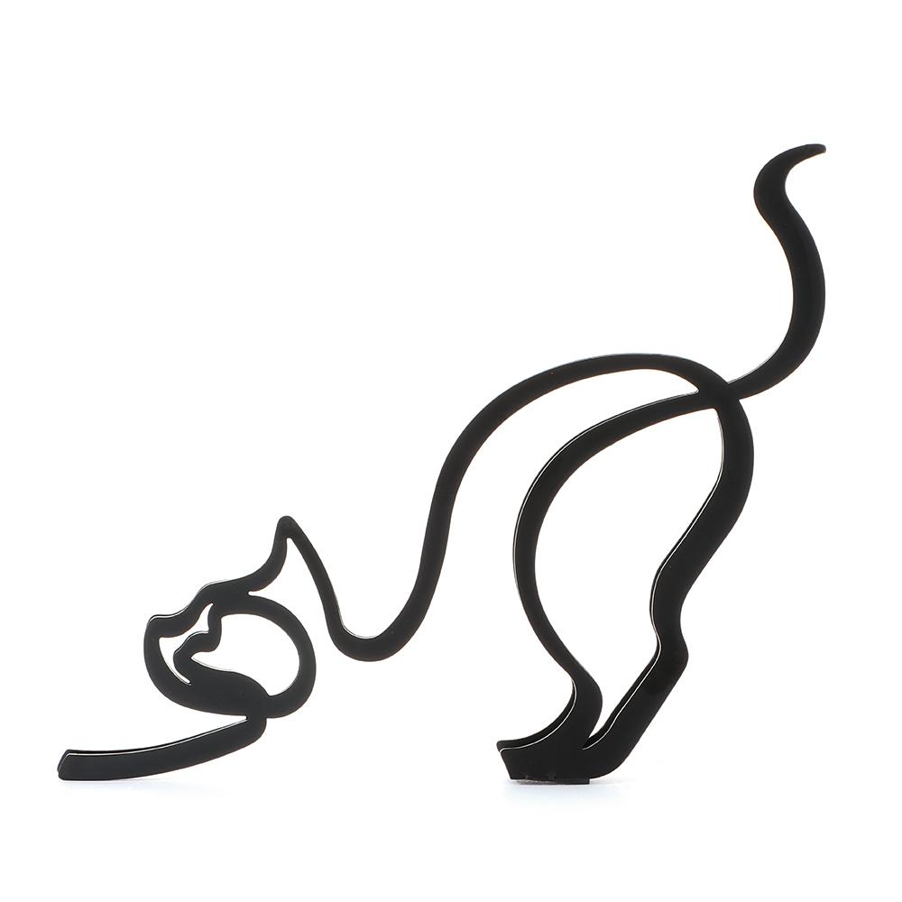 Home Ornament Desktop Decoration Art Sculpture Cat Decoration Abstract Line Ornament Cat Sculpture