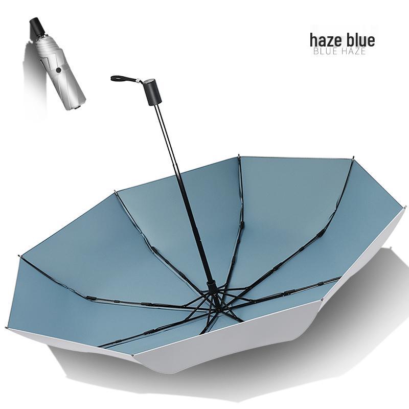 UPF50 Double Layer Titanium Silver & Black Anti-UV Folding Umbrella for Women & Men