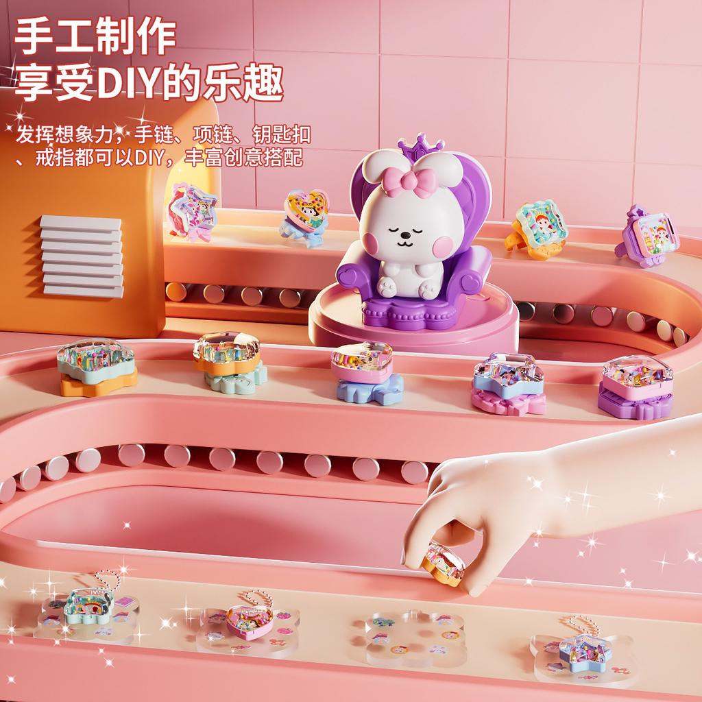 Mädchen Handgemacht DIY Vielfalt Magischer Aufkleber Maschine Gooka Ring Anhänger Schmuck Magische Box Aufkleber Set Spielzeug
