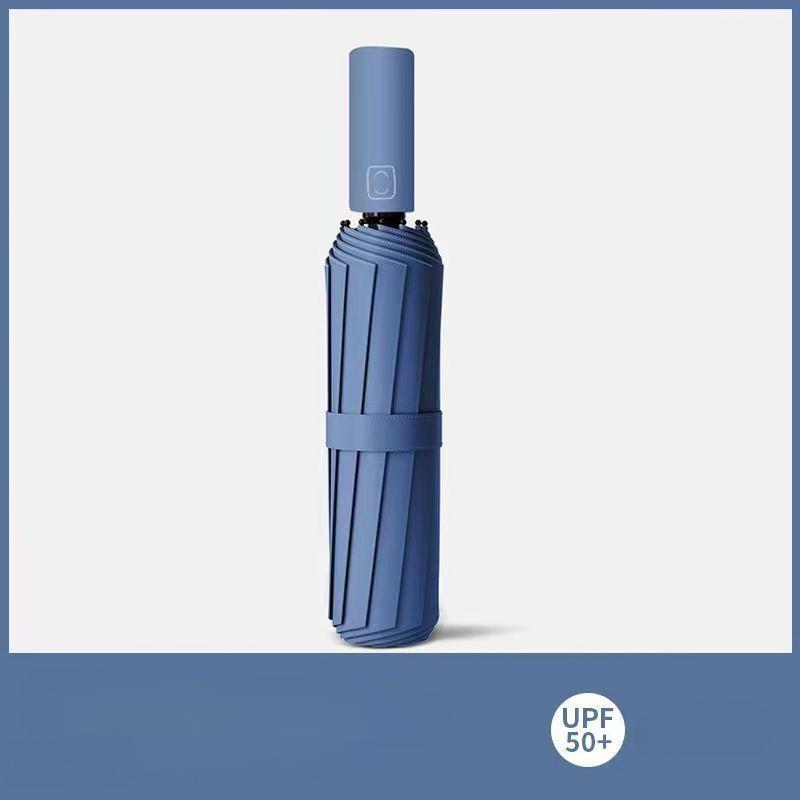 

Автоматический складной большой высококачественный зонт, непромокаемый и ветрозащитный, прочный, уличный, непромокаемый и солнцезащитный, зонтик двойного назначения темно-синий