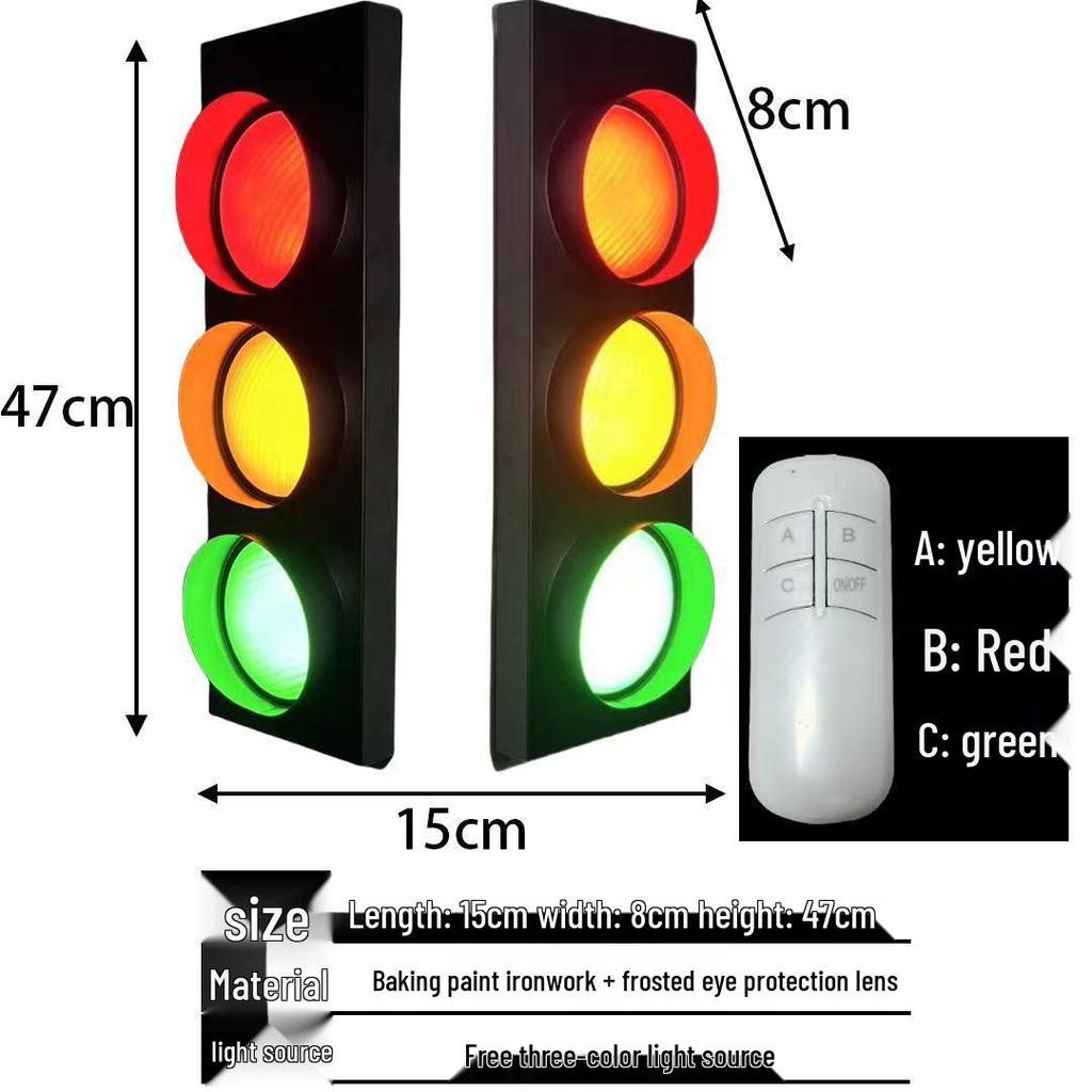 Industrial Retro LED Traffic Light Wall Lamp for Bar or Gallery Decor